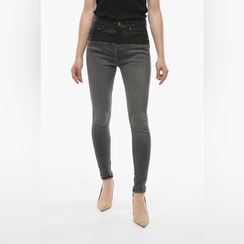 AMIRI Women’s Skinny Jeans with Leather Detail